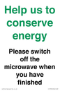 CC10764: Help us to conserve energy - Please switch off the microwave when you have finished