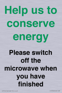 CC10764: Help us to conserve energy - Please switch off the microwave when you have finished