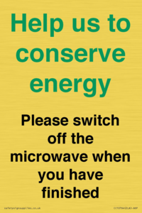 CC10764: Help us to conserve energy - Please switch off the microwave when you have finished