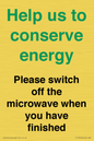 CC10764: Help us to conserve energy - Please switch off the microwave when you have finished