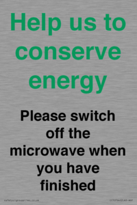 CC10764: Help us to conserve energy - Please switch off the microwave when you have finished