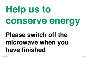 CC10764: Help us to conserve energy - Please switch off the microwave when you have finished