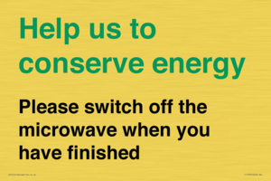 CC10764: Help us to conserve energy - Please switch off the microwave when you have finished