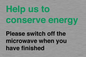 CC10764: Help us to conserve energy - Please switch off the microwave when you have finished