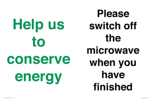 CC10764: Help us to conserve energy - Please switch off the microwave when you have finished