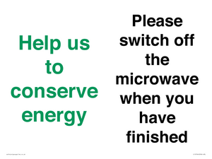 CC10764: Help us to conserve energy - Please switch off the microwave when you have finished