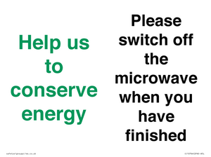 CC10764: Help us to conserve energy - Please switch off the microwave when you have finished