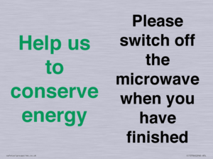 CC10764: Help us to conserve energy - Please switch off the microwave when you have finished