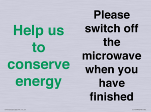 CC10764: Help us to conserve energy - Please switch off the microwave when you have finished
