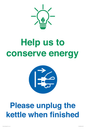 CC10766: Help us to conserve energy - Please unplug the kettle when finished