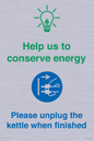 CC10766: Help us to conserve energy - Please unplug the kettle when finished