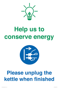 CC10766: Help us to conserve energy - Please unplug the kettle when finished