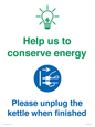 CC10766: Help us to conserve energy - Please unplug the kettle when finished