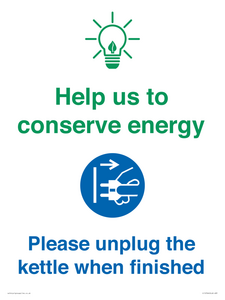 CC10766: Help us to conserve energy - Please unplug the kettle when finished