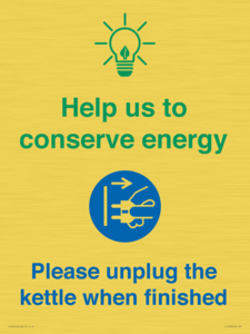 CC10766: Help us to conserve energy - Please unplug the kettle when finished