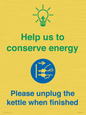 CC10766: Help us to conserve energy - Please unplug the kettle when finished
