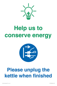 CC10766: Help us to conserve energy - Please unplug the kettle when finished