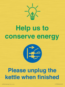 CC10766: Help us to conserve energy - Please unplug the kettle when finished