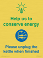 CC10766: Help us to conserve energy - Please unplug the kettle when finished