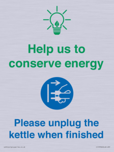 CC10766: Help us to conserve energy - Please unplug the kettle when finished