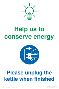 CC10766: Help us to conserve energy - Please unplug the kettle when finished