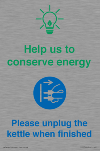 CC10766: Help us to conserve energy - Please unplug the kettle when finished