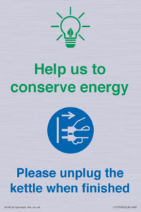 CC10766: Help us to conserve energy - Please unplug the kettle when finished