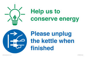 CC10766: Help us to conserve energy - Please unplug the kettle when finished