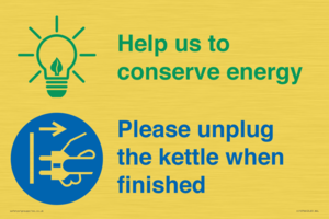 CC10766: Help us to conserve energy - Please unplug the kettle when finished