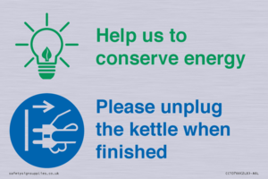 CC10766: Help us to conserve energy - Please unplug the kettle when finished