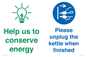 CC10766: Help us to conserve energy - Please unplug the kettle when finished