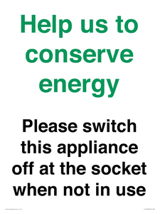 CC10768: Help us to conserve energy - Please switch this appliance off at the socket when not in use