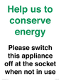CC10768: Help us to conserve energy - Please switch this appliance off at the socket when not in use