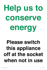 CC10768: Help us to conserve energy - Please switch this appliance off at the socket when not in use