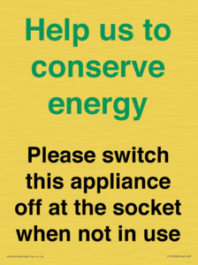 CC10768: Help us to conserve energy - Please switch this appliance off at the socket when not in use