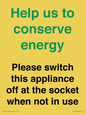 CC10768: Help us to conserve energy - Please switch this appliance off at the socket when not in use