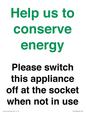 CC10768: Help us to conserve energy - Please switch this appliance off at the socket when not in use