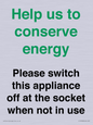 CC10768: Help us to conserve energy - Please switch this appliance off at the socket when not in use