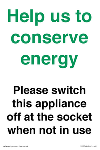CC10768: Help us to conserve energy - Please switch this appliance off at the socket when not in use