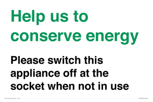 CC10768: Help us to conserve energy - Please switch this appliance off at the socket when not in use