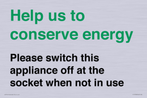 CC10768: Help us to conserve energy - Please switch this appliance off at the socket when not in use