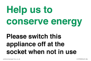 CC10768: Help us to conserve energy - Please switch this appliance off at the socket when not in use