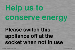 CC10768: Help us to conserve energy - Please switch this appliance off at the socket when not in use
