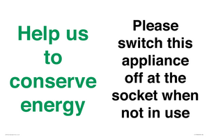 CC10768: Help us to conserve energy - Please switch this appliance off at the socket when not in use