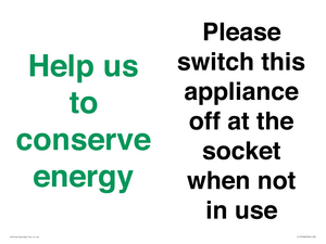 CC10768: Help us to conserve energy - Please switch this appliance off at the socket when not in use