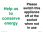 CC10768: Help us to conserve energy - Please switch this appliance off at the socket when not in use