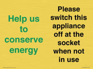 CC10768: Help us to conserve energy - Please switch this appliance off at the socket when not in use