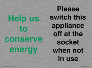CC10768: Help us to conserve energy - Please switch this appliance off at the socket when not in use
