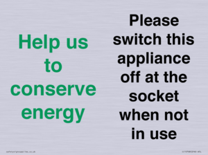 CC10768: Help us to conserve energy - Please switch this appliance off at the socket when not in use