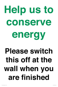 CC10770: Help us to conserve energy - Please switch this off at the wall when you are finished